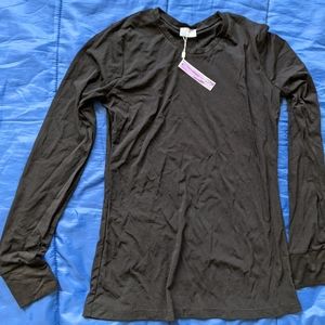 Islay black fine fishnet long sleeve blouse L